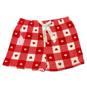 Spoiled Angel Women’s Red Heart Fleece Pajama Shorts Cozy Size L